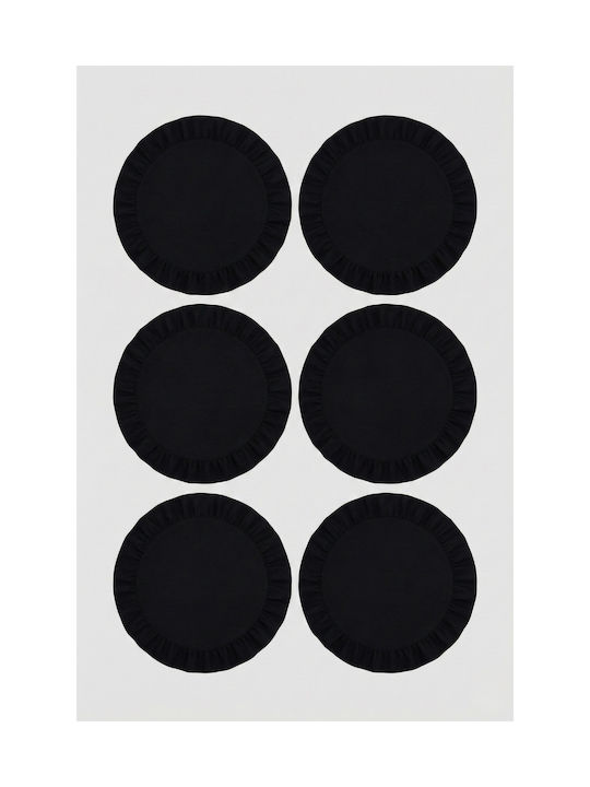 SteweHome Round Fabric Black Placemats 40cm 6 Pieces