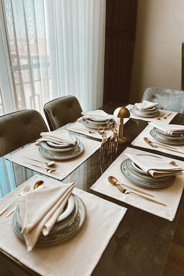 SteweHome Fabric Beige Placemats 45x35cm 12 Pieces