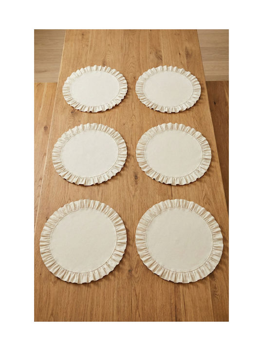 SteweHome Σουπλά Στρογγυλό Υφασμάτινο Λευκό 40cm 6τμχ SteweHome Σουπλά Στρογγυλό Υφασμάτινο Λευκό 40cm 6τμχ