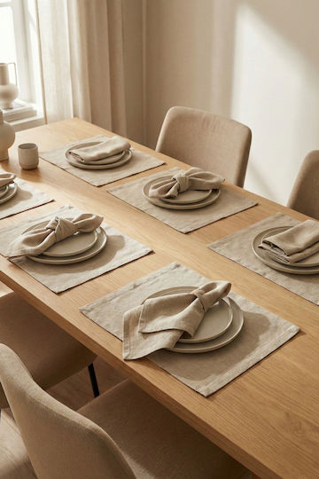 SteweHome Fabric Beige Placemats 45x35cm 12 Pieces