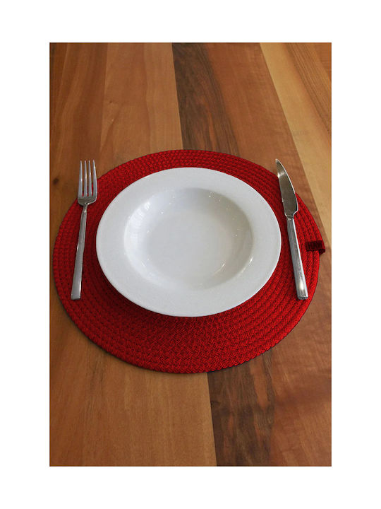 SteweHome Tischsets Rund Stoff Rote 32cm 6 Stück