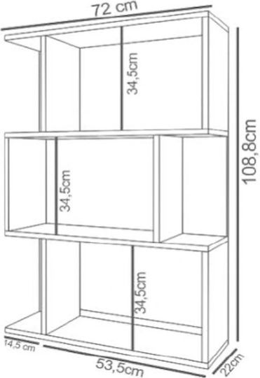 Етажерка Бяла/антрацит 72x22x109см