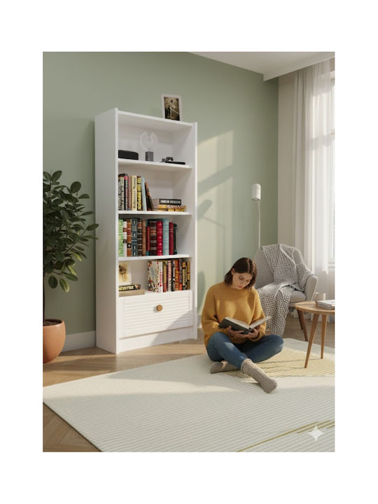 Bibliotecă Albă 65x22x150 cm