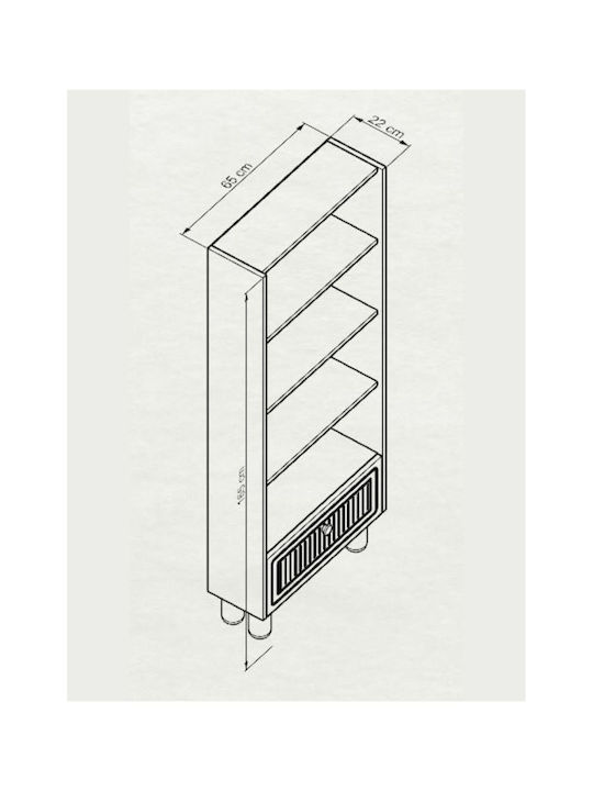 White Bookcase 65x22x166cm