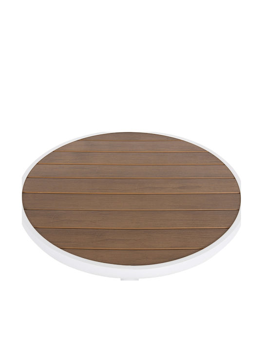 Masă Pentru Spații Exterioare Mici Din Aluminiu Alb/nuc 60x60x70cm