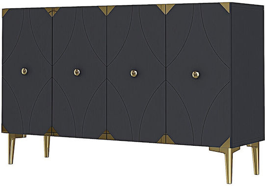 Μπουφές Ξύλινος με Καθρέπτη Γκρι 120x32x75cm