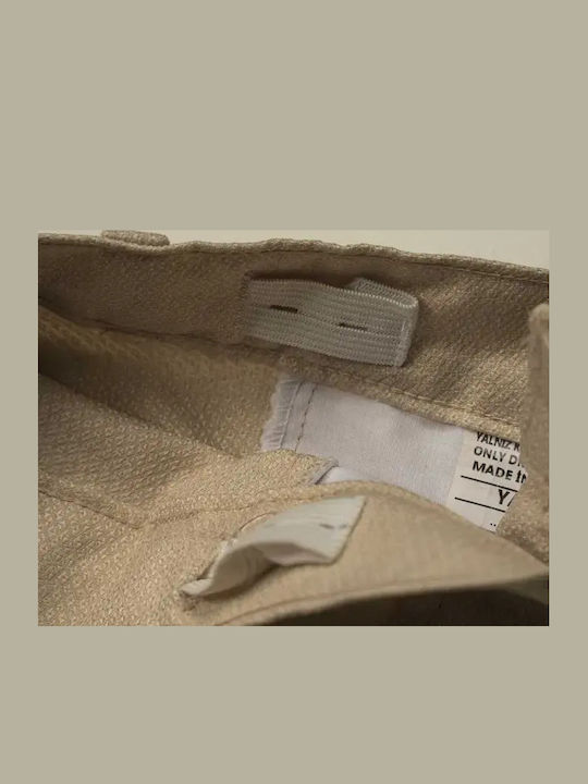 Online Baptism Suit with Vest for Boy Linen Beige 4 Pieces