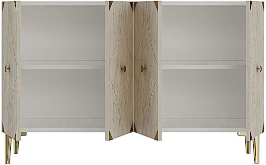 Μπουφές Ξύλινος με Καθρέπτη Λευκός 120x32x75cm