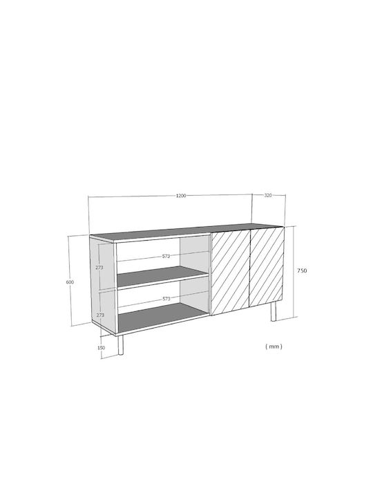 SteweHome Sideboard Aus Holz Weiß 120x32x75cm