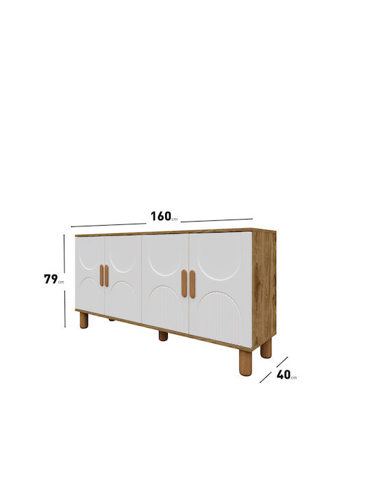 SteweHome Sideboard Aus Holz Ecru 160x40x79cm