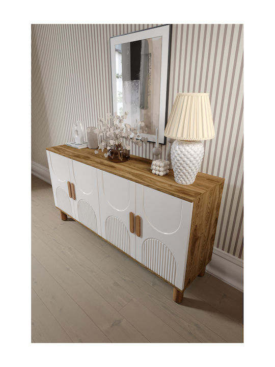 SteweHome Sideboard Aus Holz Ecru 160x40x79cm