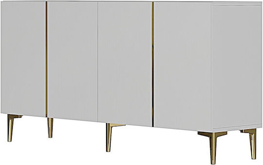 Μπουφές Ξύλινος με Καθρέπτη Λευκός 150x32x75cm