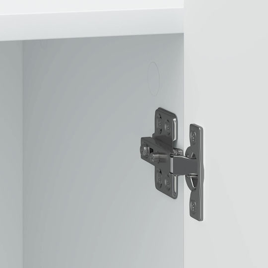 Κομοδίνο Ξύλινο με Μεταλλικά Πόδια Λευκό 43x34.5x52cm