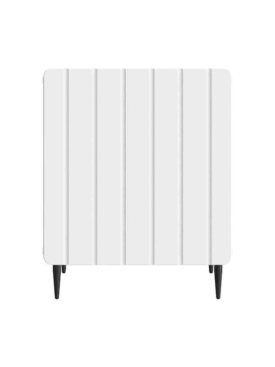 Wooden Bedside Table with Metal Legs White 43x34.5x52cm