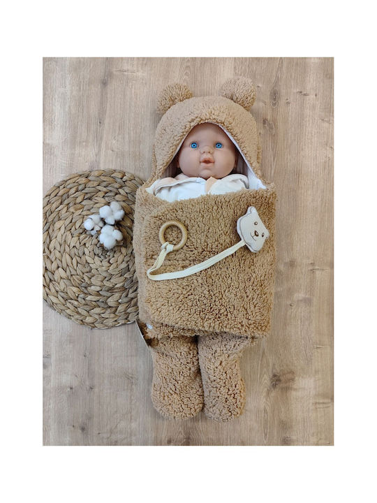SteweHome Nursery Swaddling Blanket Brown 69x37cm