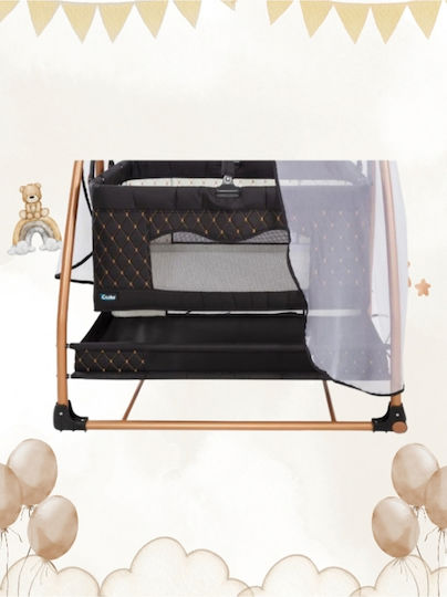 SteweHome Babywiege mit Matratze und Rädern Schwarz