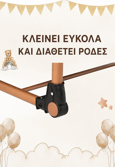 SteweHome Λίκνο με Στρώμα και Ρόδες Γκρι