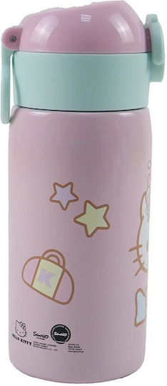 Gim Hello Kitty Rostfreier Stahl Kinder Trinkflasche mit Stroh Transparent 500ml