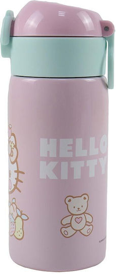 Gim Hello Kitty Rostfreier Stahl Kinder Trinkflasche mit Stroh Transparent 500ml
