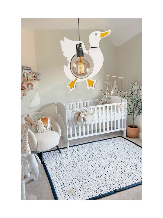 SteweHome Single-Light Kids Ceiling Pendant Light Made of Wood with E27 Socket White 51x34cm