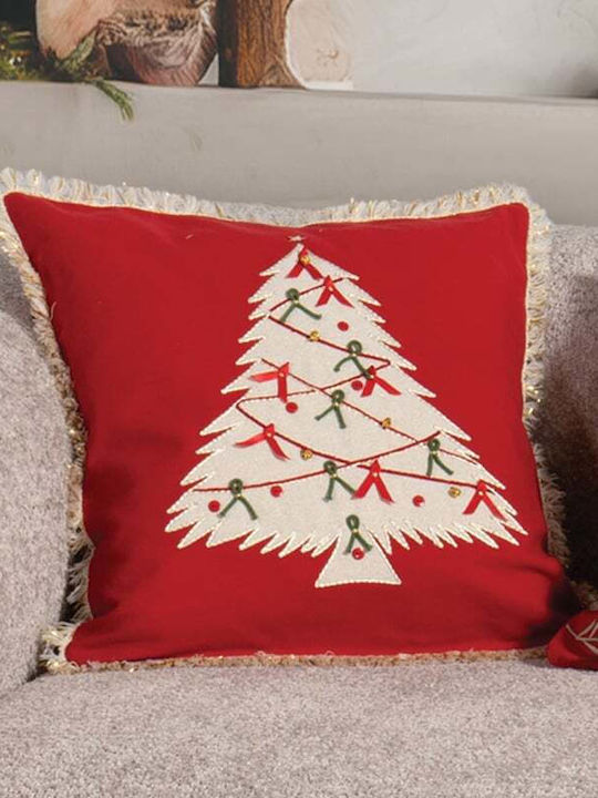 Nef-Nef Homeware Christmas Decorative Pillow Christmas Deco Tree Tree Red 45x45cm