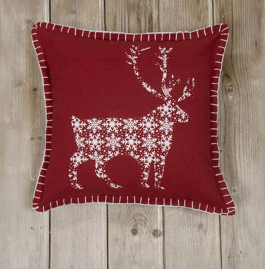 Nima Weihnachtsdekorativer Kissenbezug Quadratisch Glory Burgundisch 45x45cm