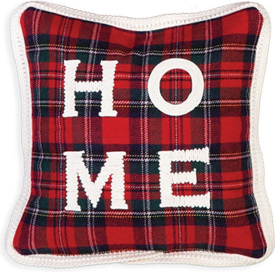 Nef-Nef Homeware Коледна Декоративна Възглавница Christmas Check Квадрат Червено 30x30cm