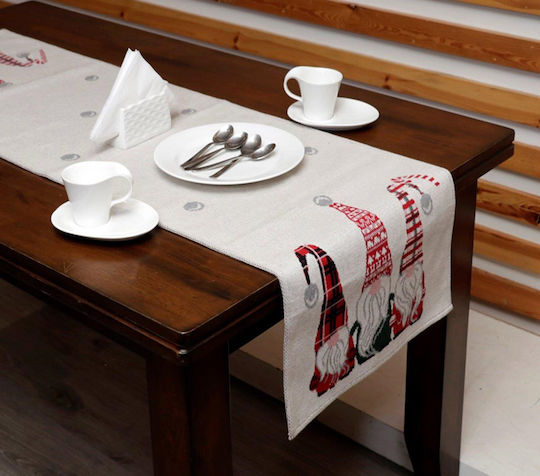Liolios Home Коледна Декоративна Възглавница Santa 3 Квадрат Бежов 50x50cm С пълнеж