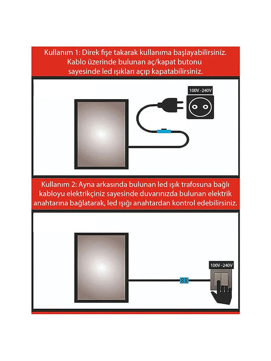 SteweHome Огледало за Баня LED 35x60см Жълто