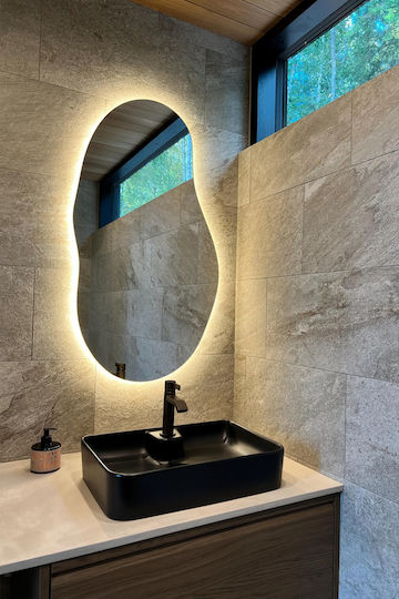 SteweHome Asymmetrical Bathroom Mirror Led 50x100cm Yellow