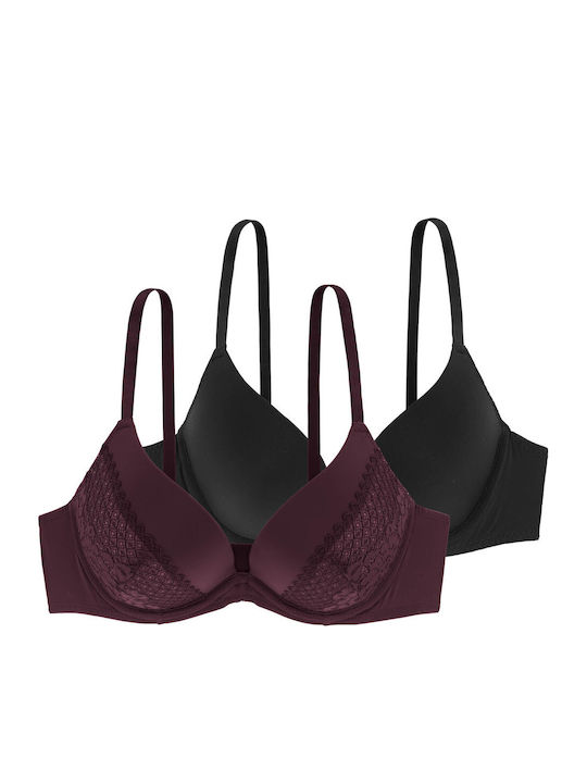 Червен Сутиен за Дълбоко Деколте & с Банели 2Pack