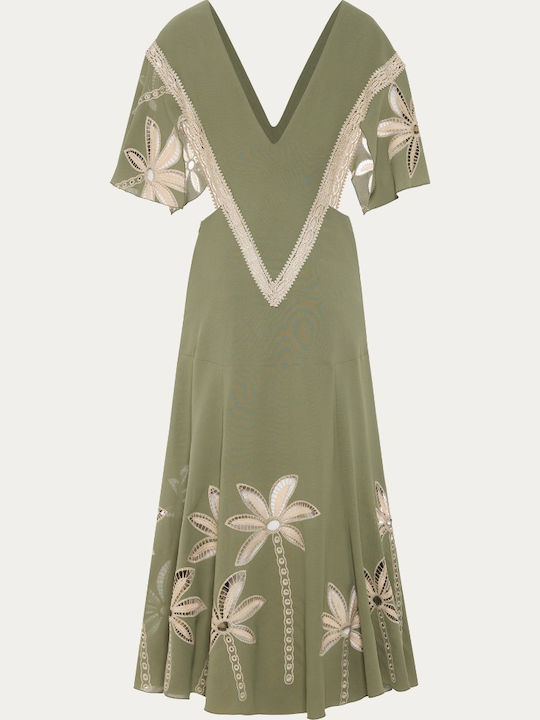 Midi Abendkleid Mit Spitze Grünes
