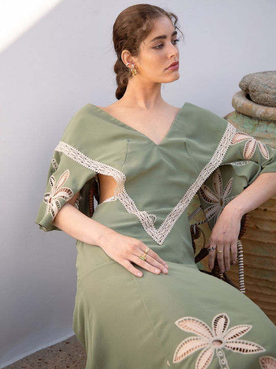 Midi Abendkleid Mit Spitze Grünes