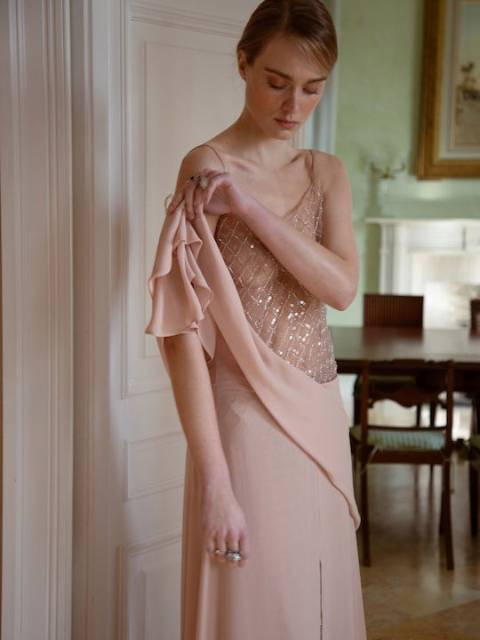 Maxi Dress for Wedding and Christening Pale Pink