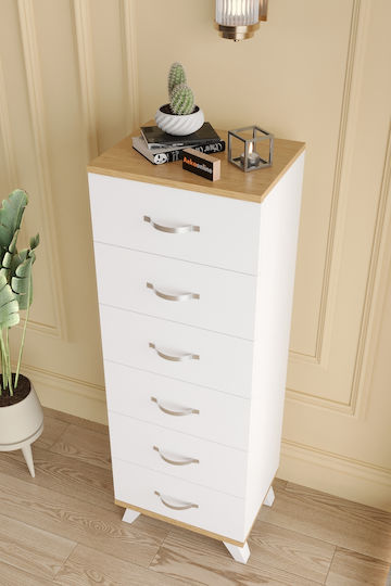 Bedroom Chest of Drawers Wooden with 6 Drawers Grey 45x36x132cm