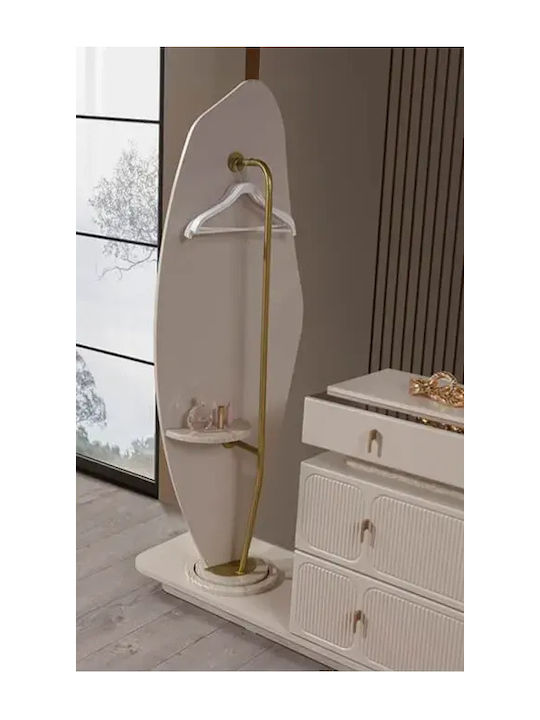 Masută De Toaletă De Podea Din Lemn Ecru Cu Oglindă 148x47x86cm