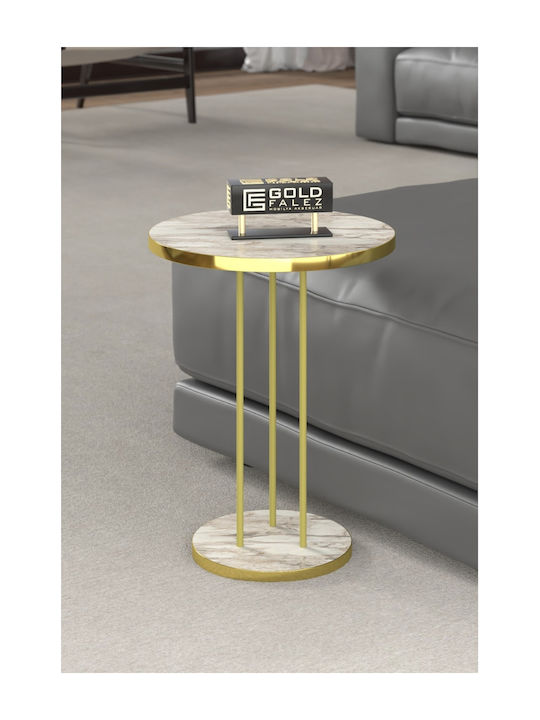 Round Zigon Set Wooden Gold 3 Pieces W34xL34xH48cm