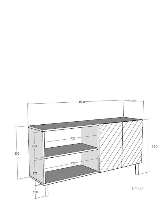 Έπιπλο Τηλεόρασης Γκρι Μ150xΠ32xΥ75cm