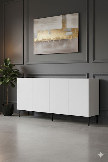 Μπουφές Ξύλινος Λευκός 150x32x75cm