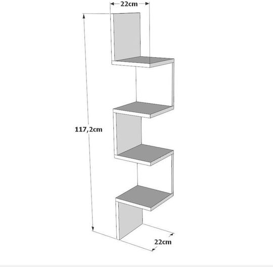 Corner Wall Shelf 22x22x117.2cm Modern