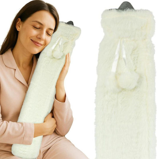 Alpina Appliances Hot Water Bottle in White with Cover for Neck 74x12cm 2000ml