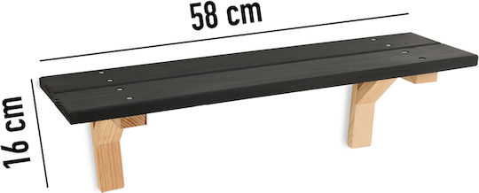 Стенен Черен Раф 58x16x5см