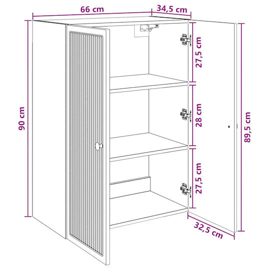 vidaXL Bathroom Cabinet 66x34.5x90cm White