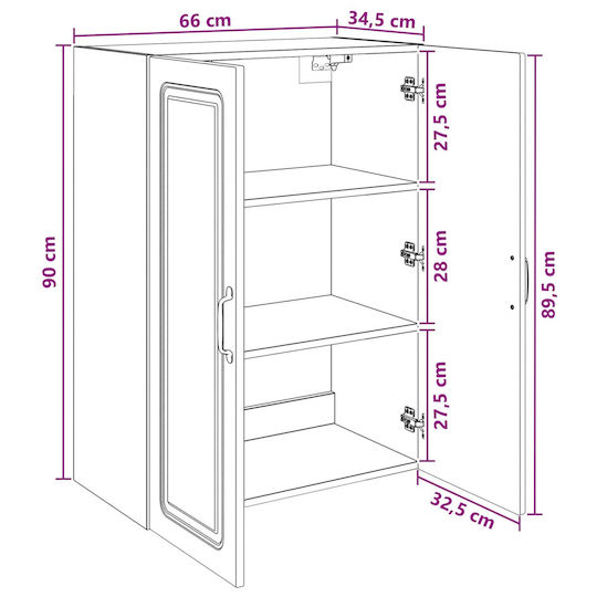 vidaXL Ντουλάπι Μπάνιου 66x34.5x90cm Γκρι