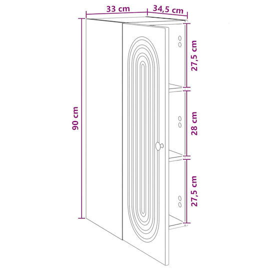 vidaXL Bathroom Cabinet 33x34.5x90cm Gray