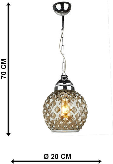 SteweHome Lumini Suspendate Gri Cu Bază De Bec E27 20x20cm