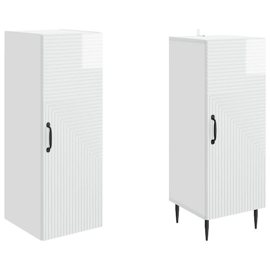 vidaXL Bathroom Column Cabinet Wall Hung M33xD34.5xH89.5cm White