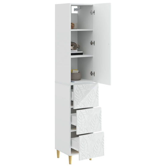 vidaXL Bathroom Column Cabinet Wall Hung M33xD34.5xH90cm White