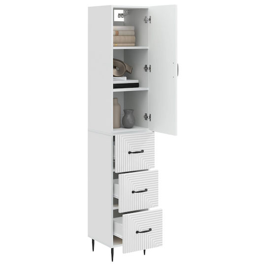 vidaXL Bathroom Column Cabinet Wall Hung M33xD34.5xH90cm White