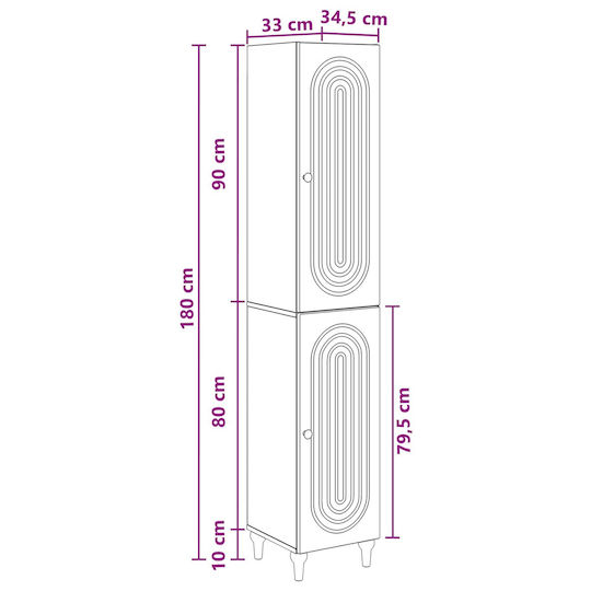 vidaXL Badezimmer-Säule Boden M33xB34.5xH90cm Braun
